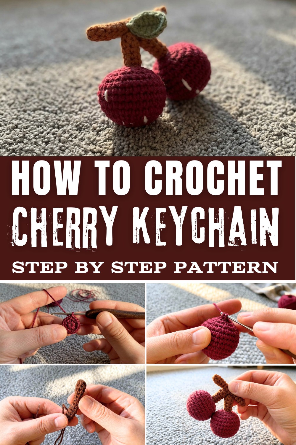 Cherry Crochet｜How to Crochet Fruit Keychain
