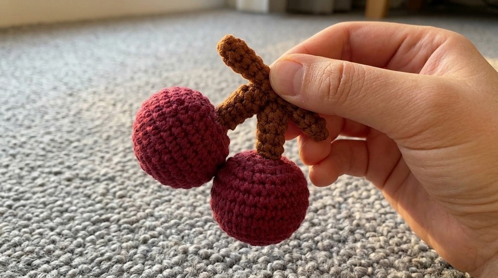 Cherry Crochet｜How to Crochet Fruit Keychain Step3