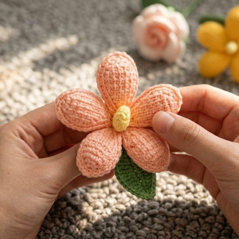 Easy Crochet Flower Tutorial Colorful 3D Handmade Flowers (8)
