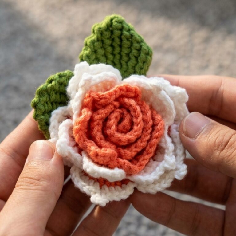 Free Crochet Rose Keychain Pattern That Looks Like Real