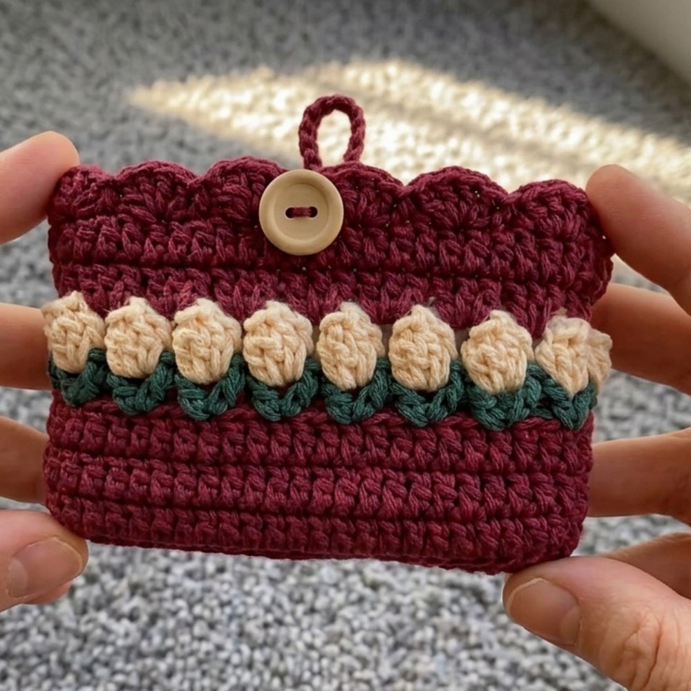 Practical Crochet Tulip Card Bag Pattern for All Your Necessities