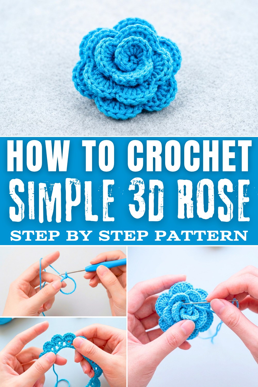 Simple Free Crochet 3D Rose Pattern That Anyone Can Follow