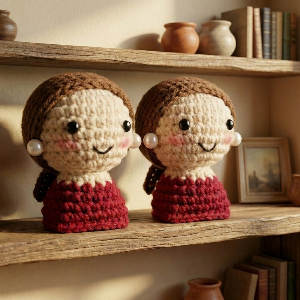 Unique Crochet Girl with Pearl Earring Pattern to Display Proudly