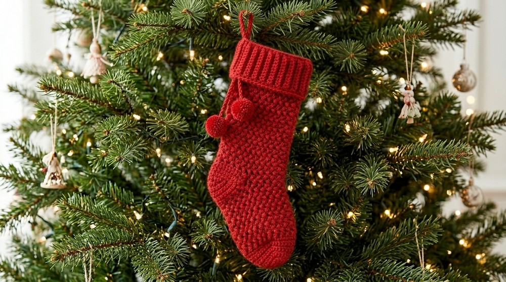Boho Christmas Stocking Free Crochet Pattern Easy Christmas Project