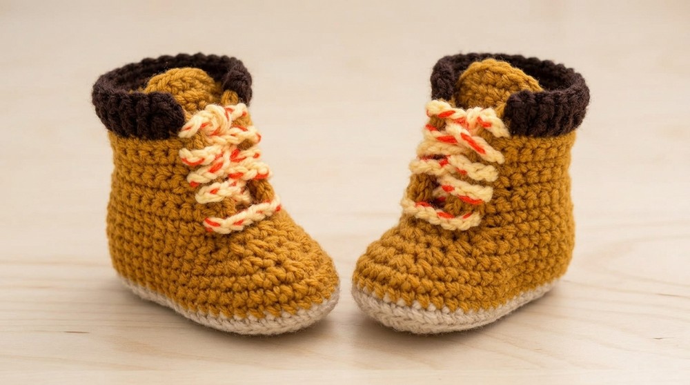 Easy Crochet Baby Timberlands Pattern 9