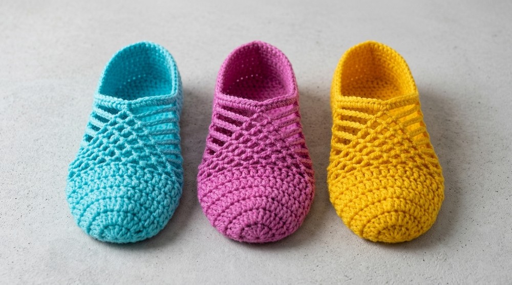 Easy Crochet Ballet Slippers Pattern 8