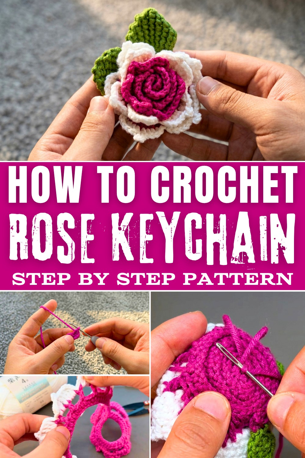 How to Free Crochet Rose Keychain Pattern That Looks Like Real