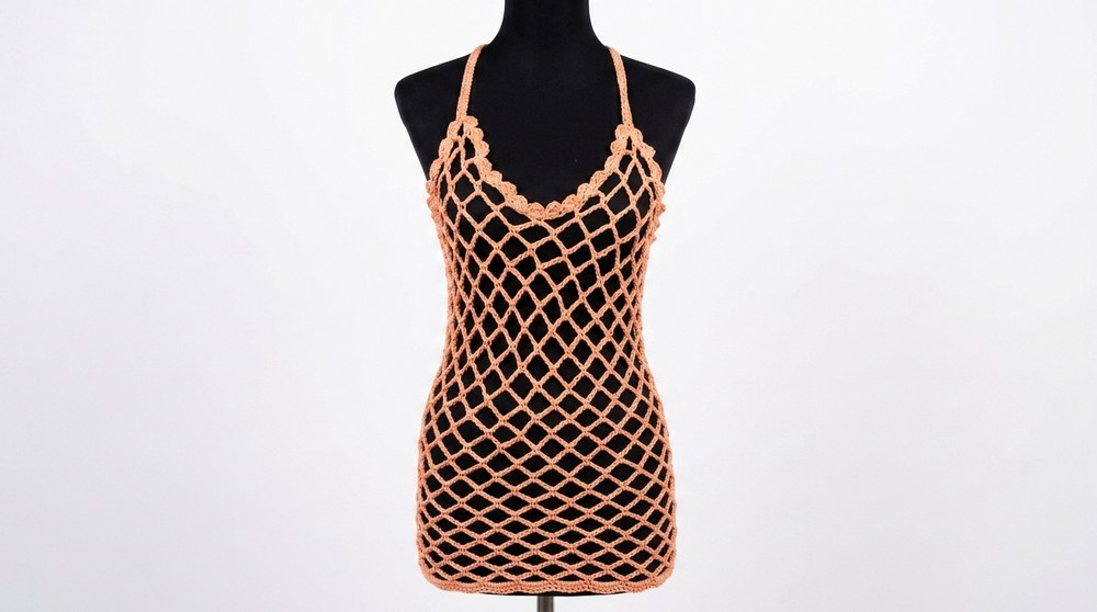 Super easy crocheted lace beach dress, mesh cover-up 6