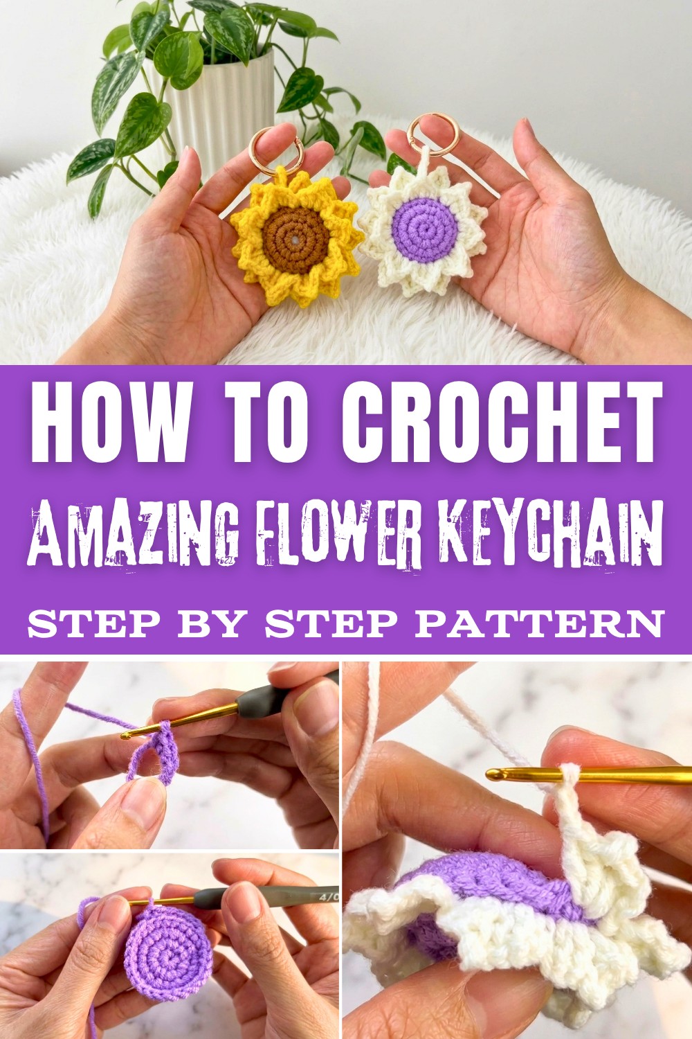 Amazing Crochet Flower Keychain Pattern