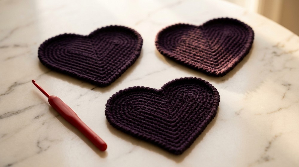 Amazing Crochet Heart Coaster Pattern 4