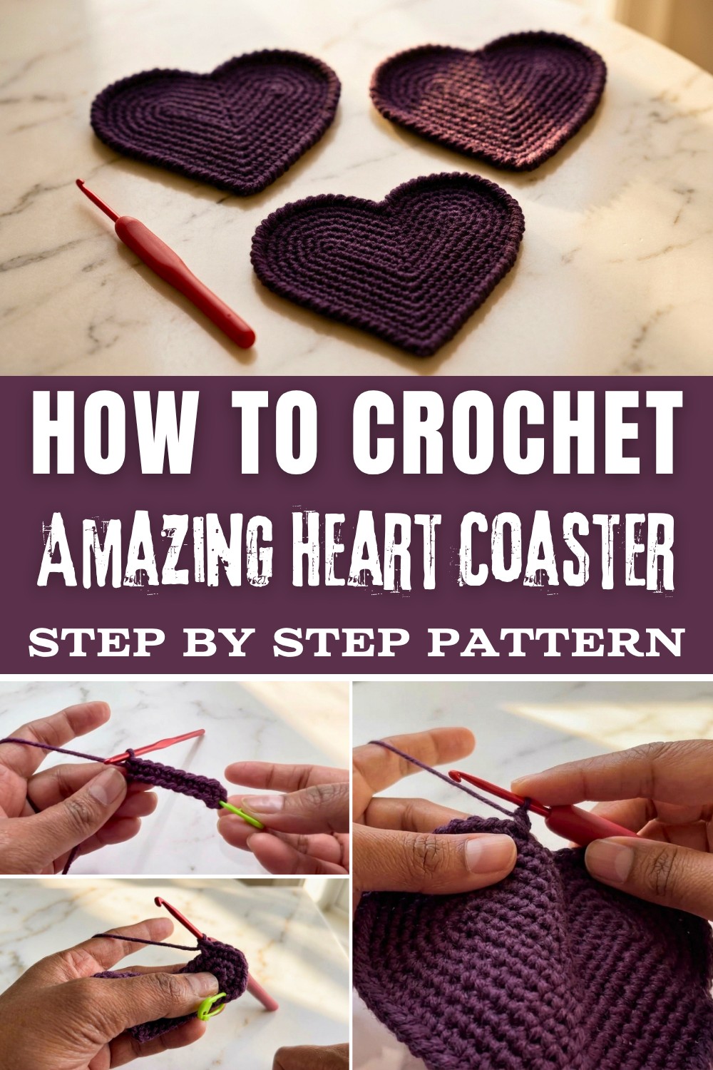 Amazing Crochet Heart Coaster Pattern