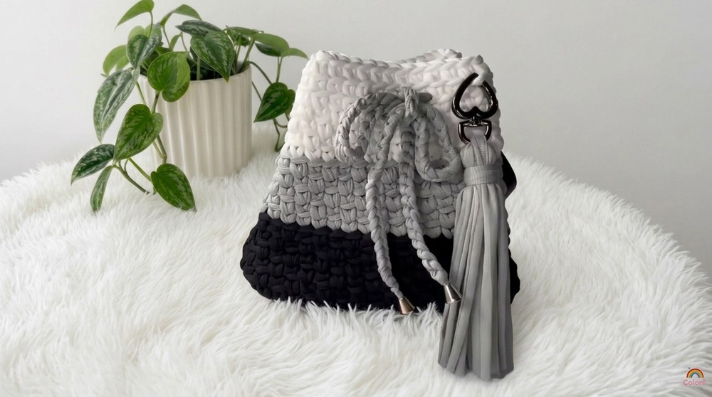 Crochet Bag With T-Shirt Yarn Pattern 6