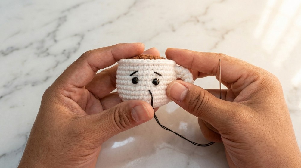 Crochet Coffee Cup Keychain Pattern 6