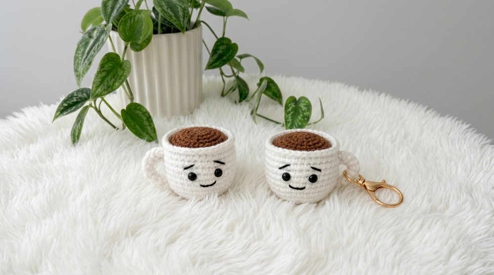 Crochet Coffee Cup Keychain Pattern 7