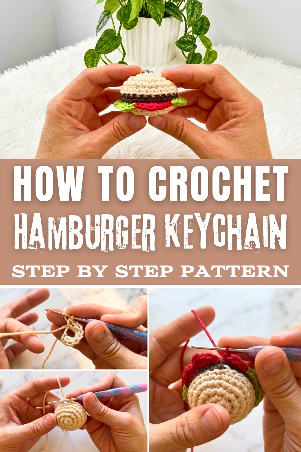 Crochet Hamburger Keychain Pattern