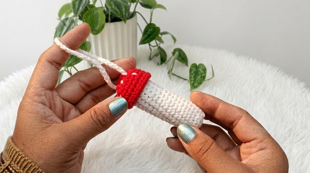 Crochet Mushroom Lip Balm Pouch Pattern 7