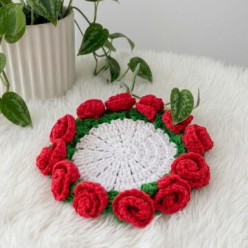 Crochet Rose Coaster Mini Bouquet Pattern 6