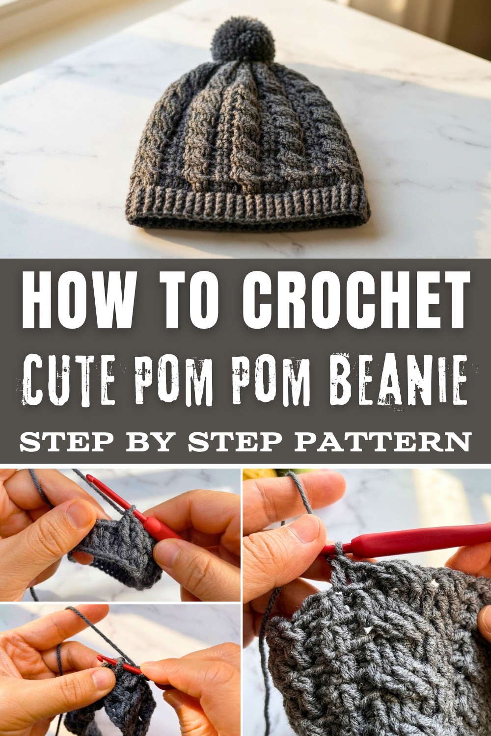 Cute Crochet Pom Pom Beanie Pattern