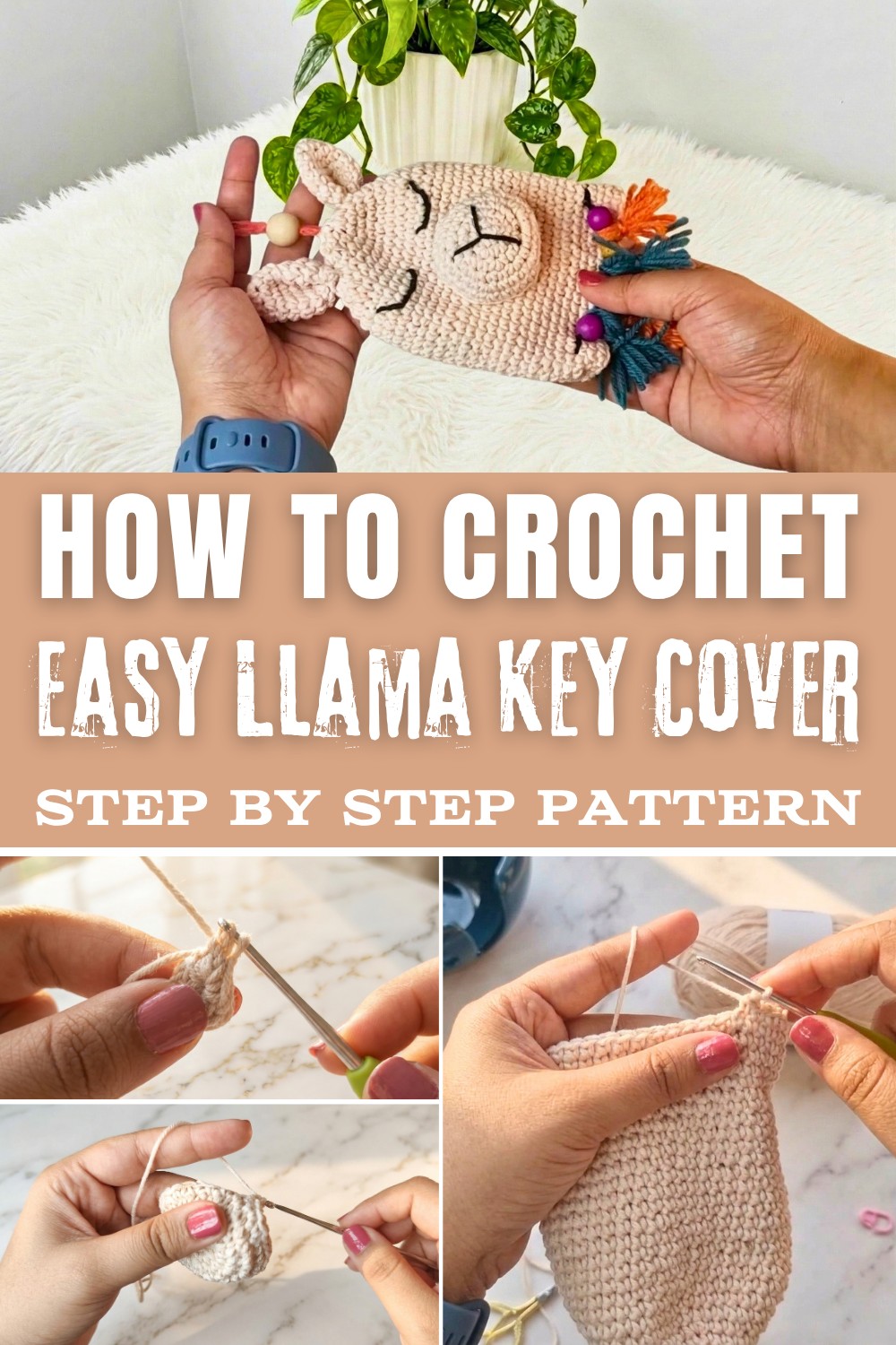 Easy Crochet Llama Key Cover Pattern