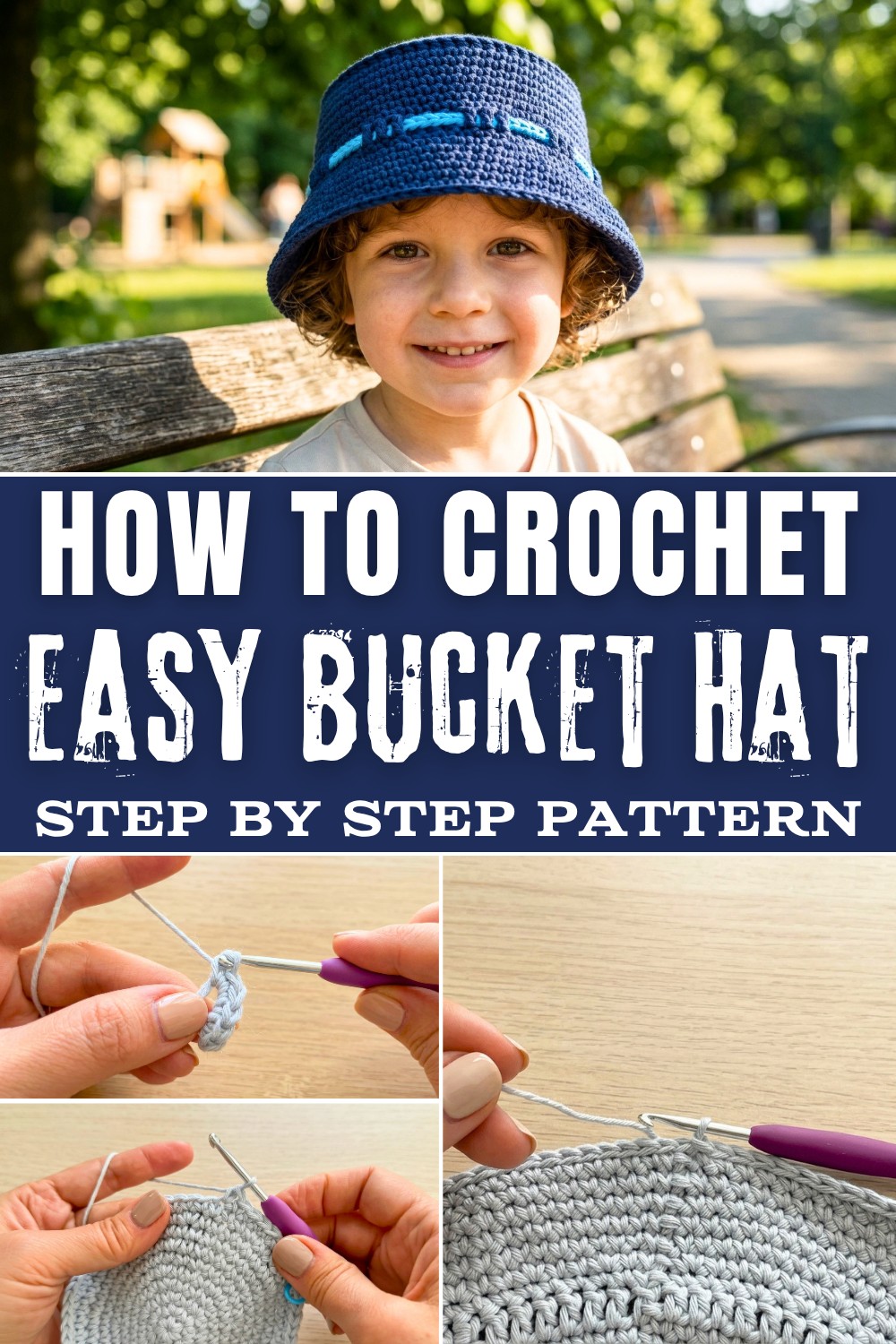 Easy Free Crochet Bucket Hat Pattern for Toddler to Adult Sizes