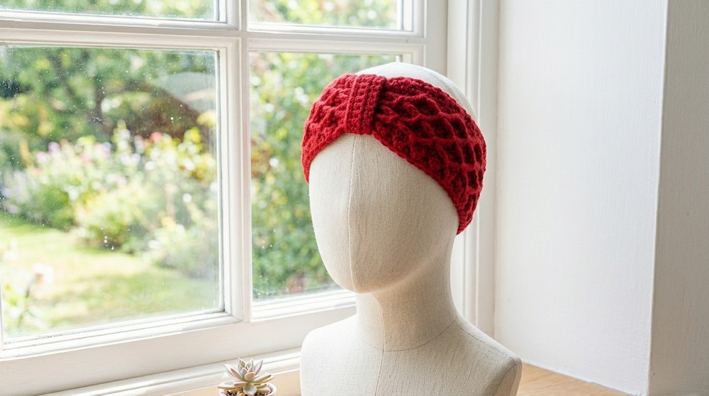 Easy & Free Crochet Diamond Earband Pattern for Winter Layers