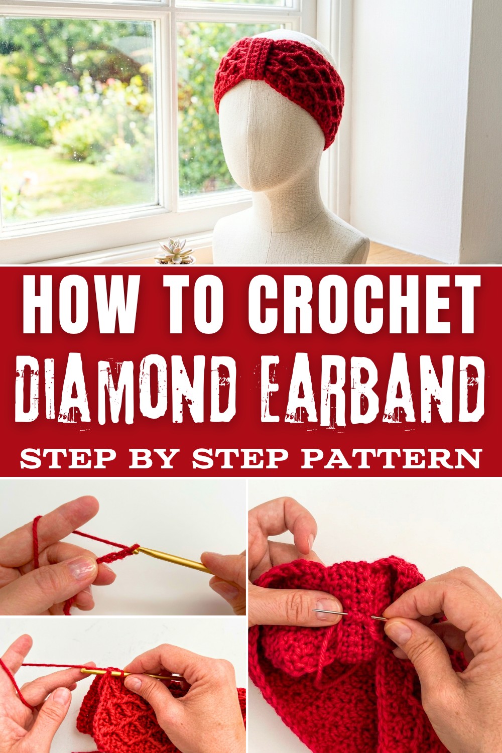 Easy & Free Crochet Diamond Earband Pattern for Winter Layers