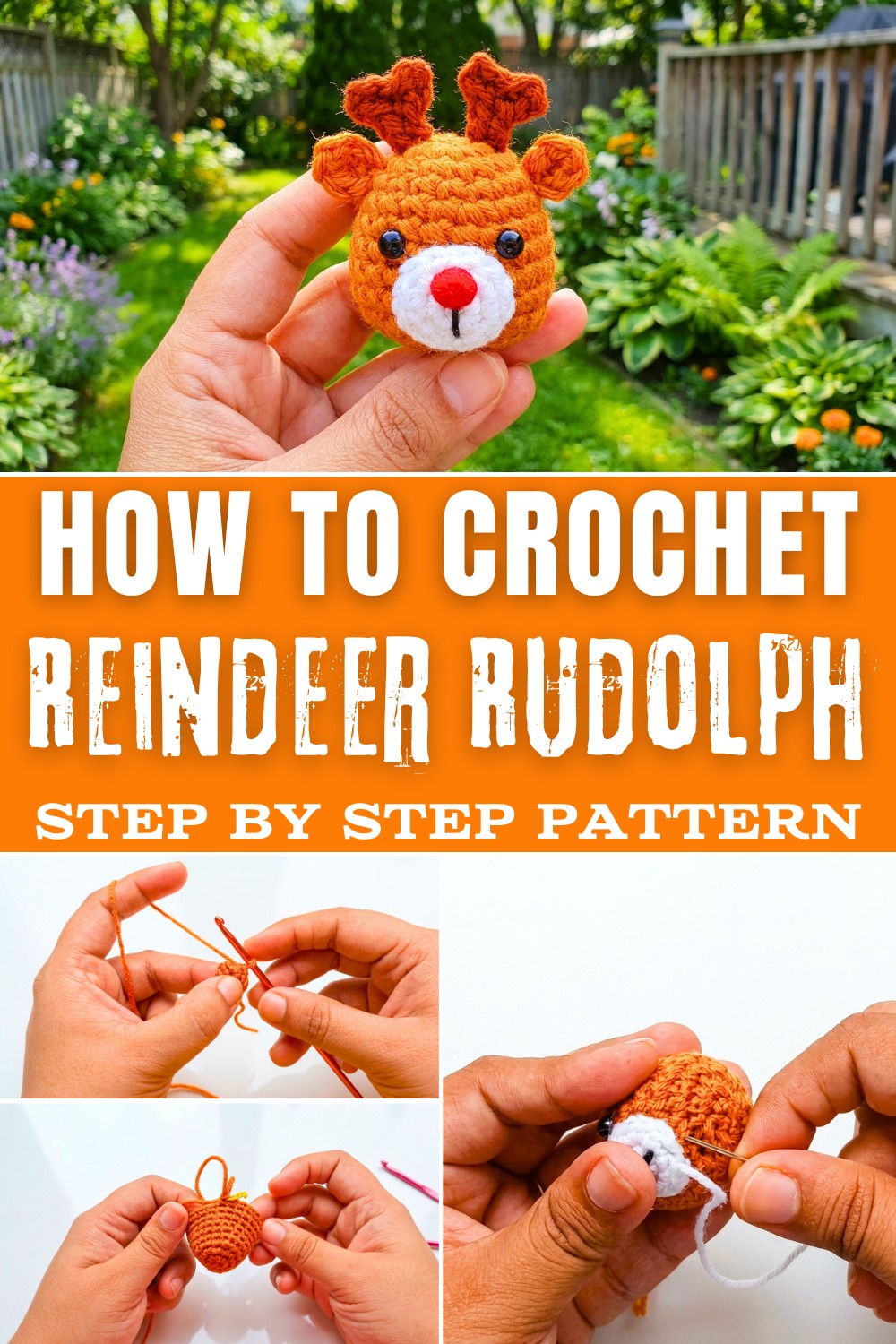 Easy Free Crochet Reindeer Rudolph Amigurumi Pattern 