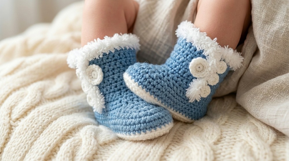 Free Crochet Baby Uggs Pattern with a Cute Button Detail 