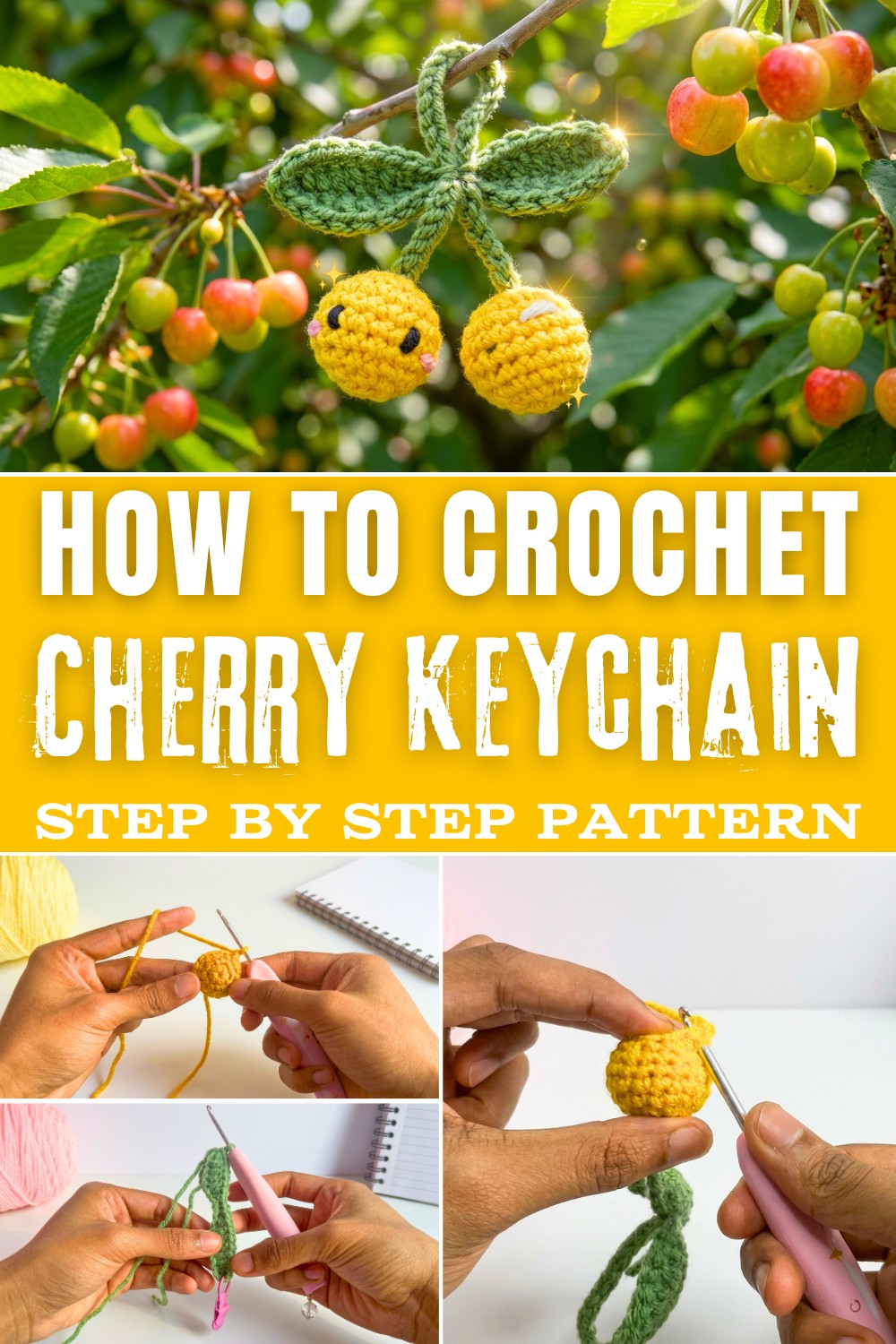 Free Crochet Cherry Keychain Pattern to Brighten Small Spaces