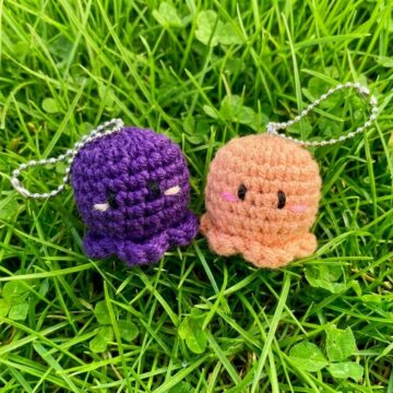 Free Crochet Octopus Keychain Pattern for Key and Bag Charm