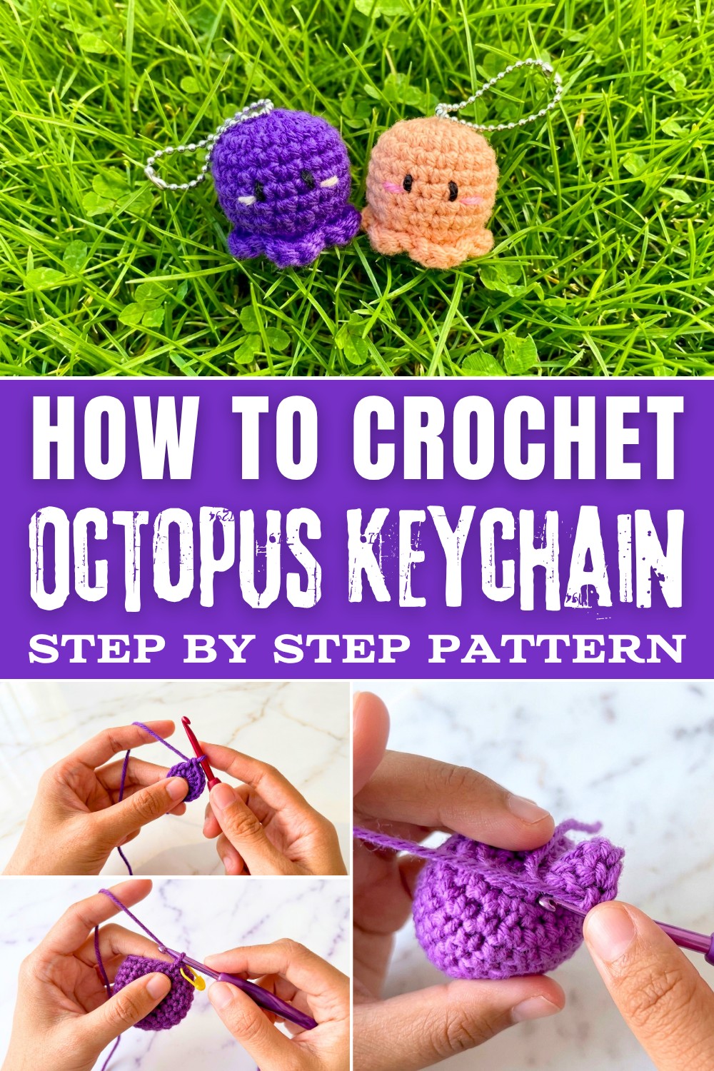 Free Crochet Octopus Keychain Pattern for Key and Bag Charm