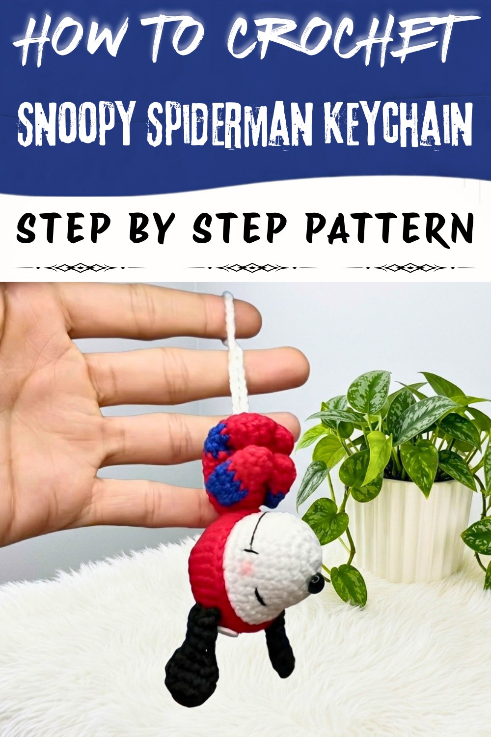 Free Crochet Snoopy Spiderman Keychain Pattern
