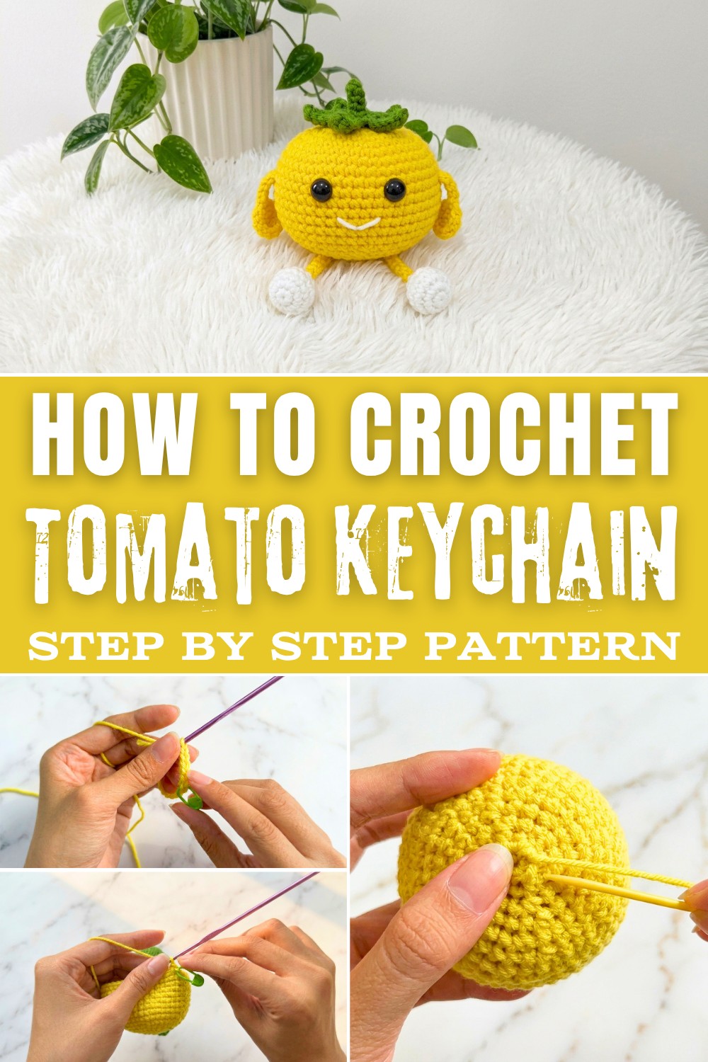 Free Crochet Tomato Keychain Pattern for Amigurumi Beginners