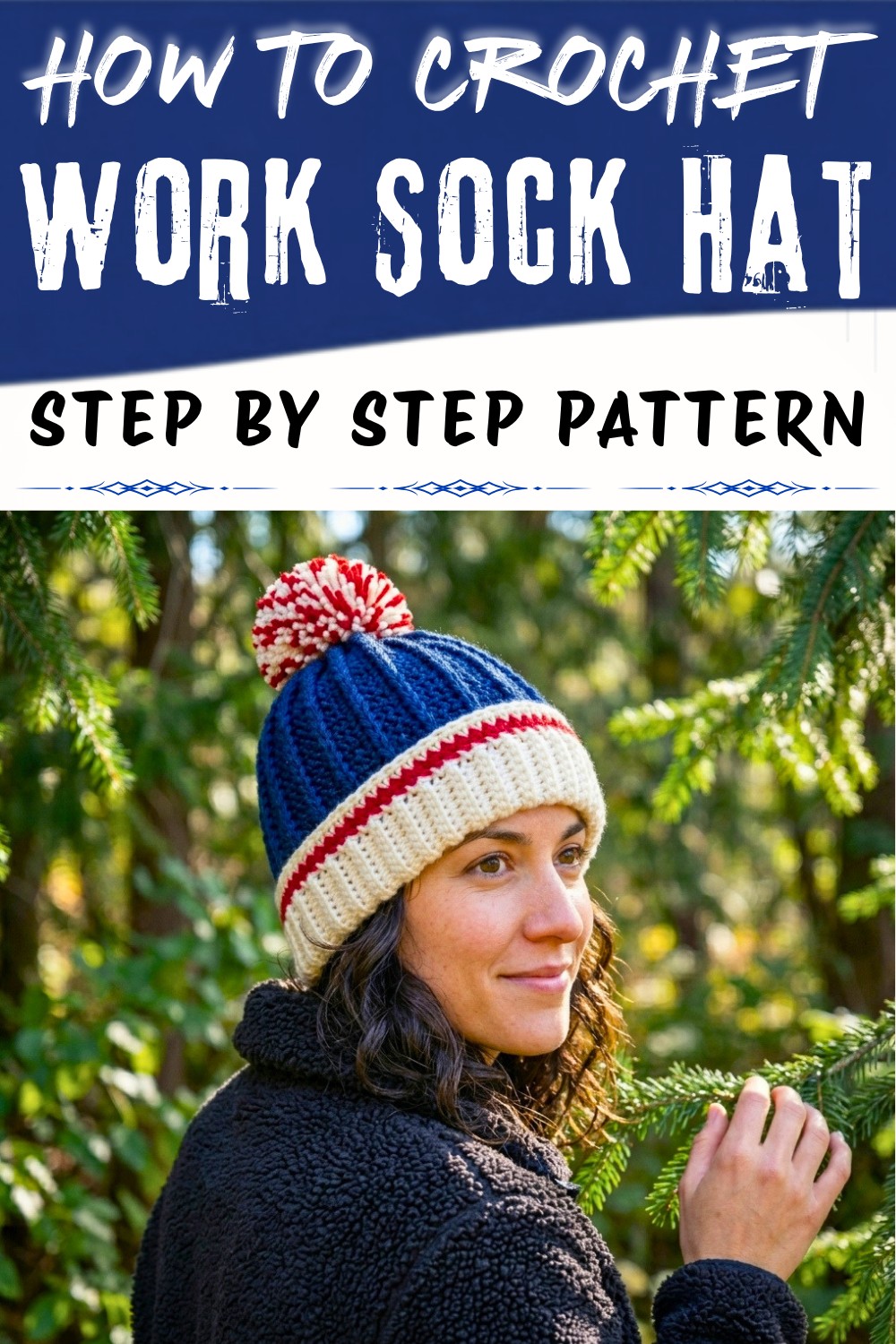Free Crochet Work Sock Hat Pattern - Front Post Stitches 