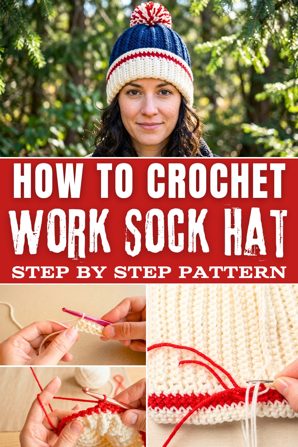Free Crochet Work Sock Hat Pattern - Front Post Stitches 