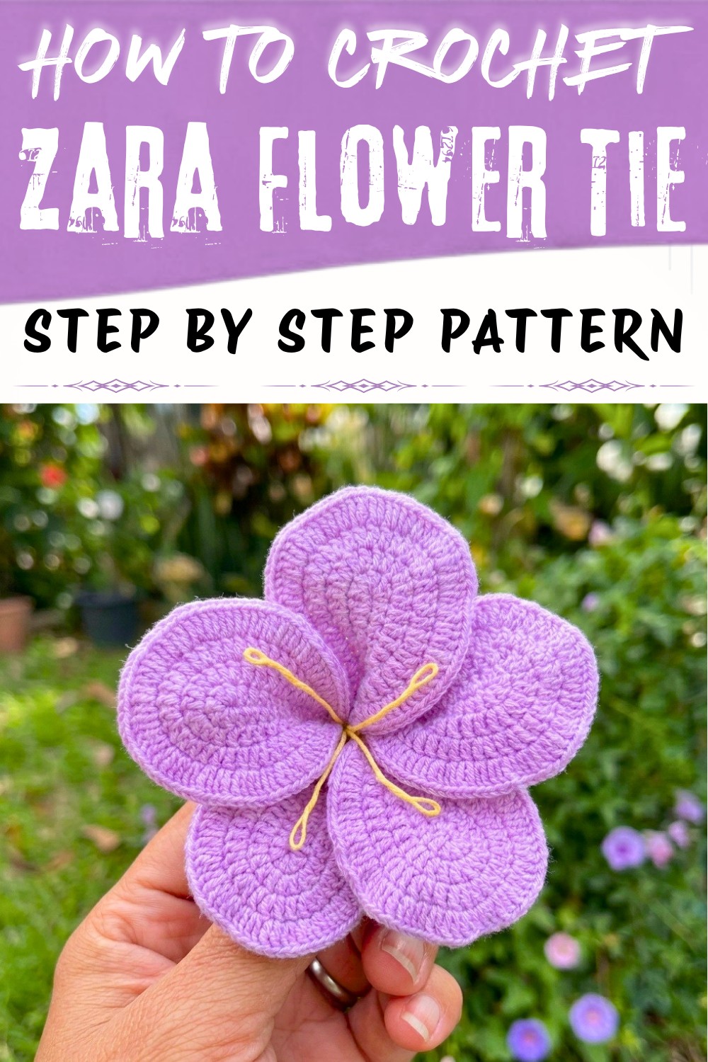 Free Crochet Zara Flower Tie Pattern for Beginners 