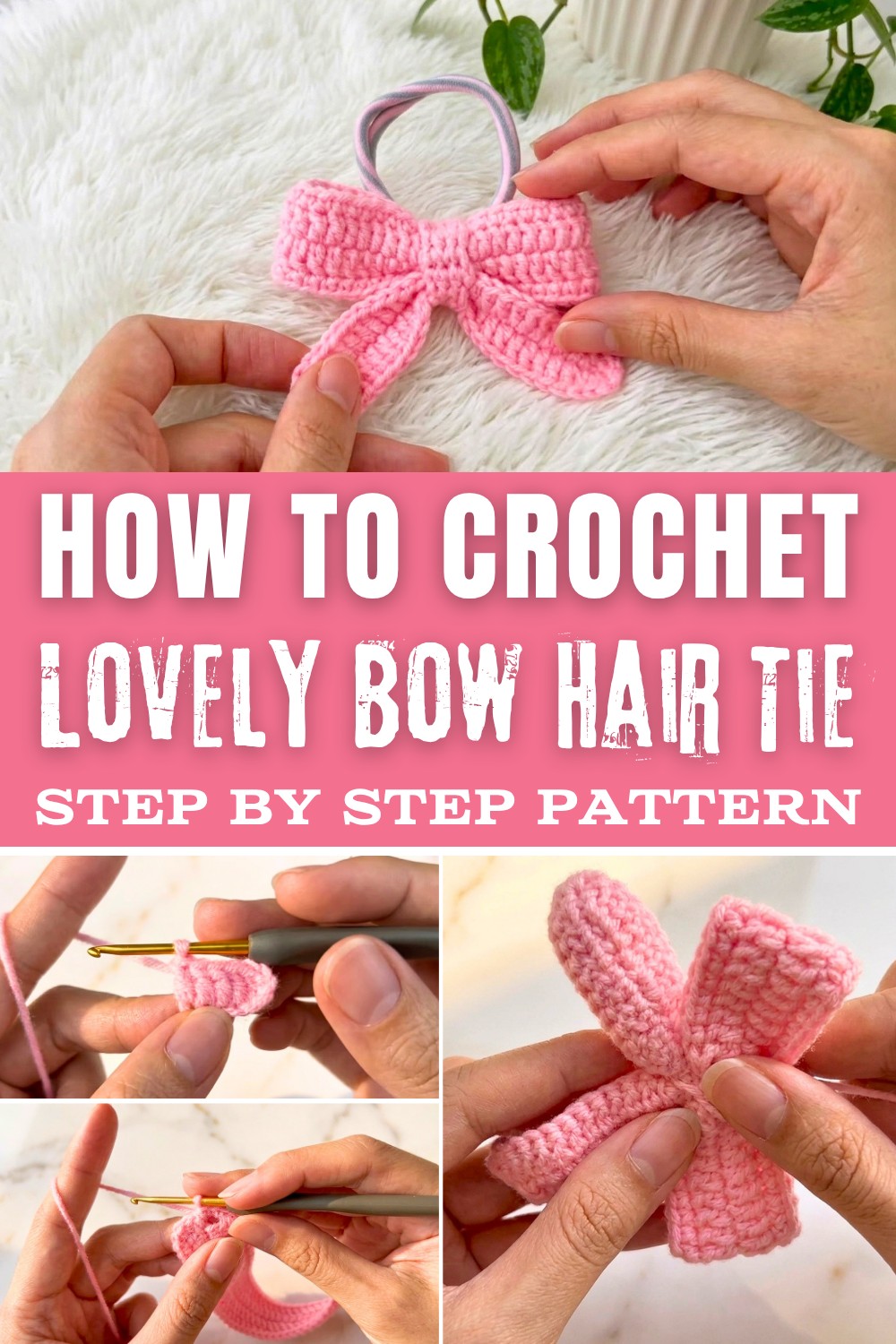 Lovely Crochet Bow Hair Tie Pattern