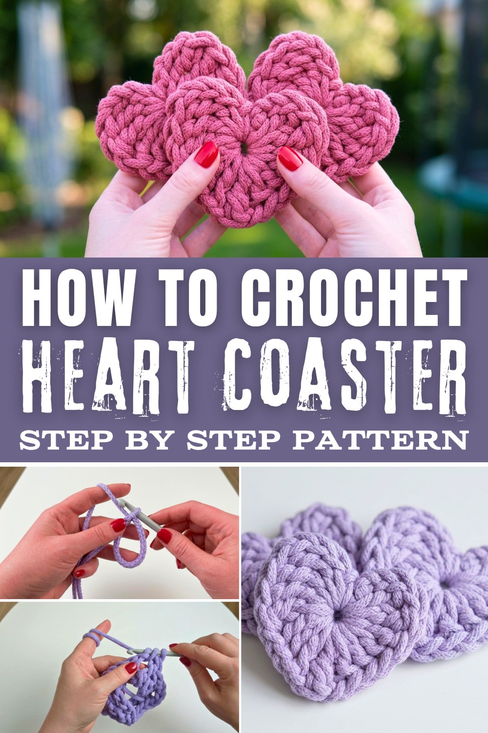 Make THIS crochet heart in 15 minutes! Coaster step by step 1
