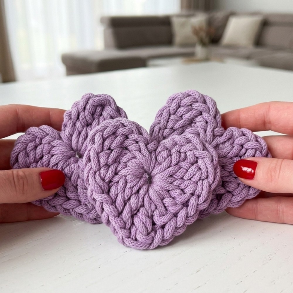 Make THIS crochet heart in 15 minutes! Coaster step by step 9