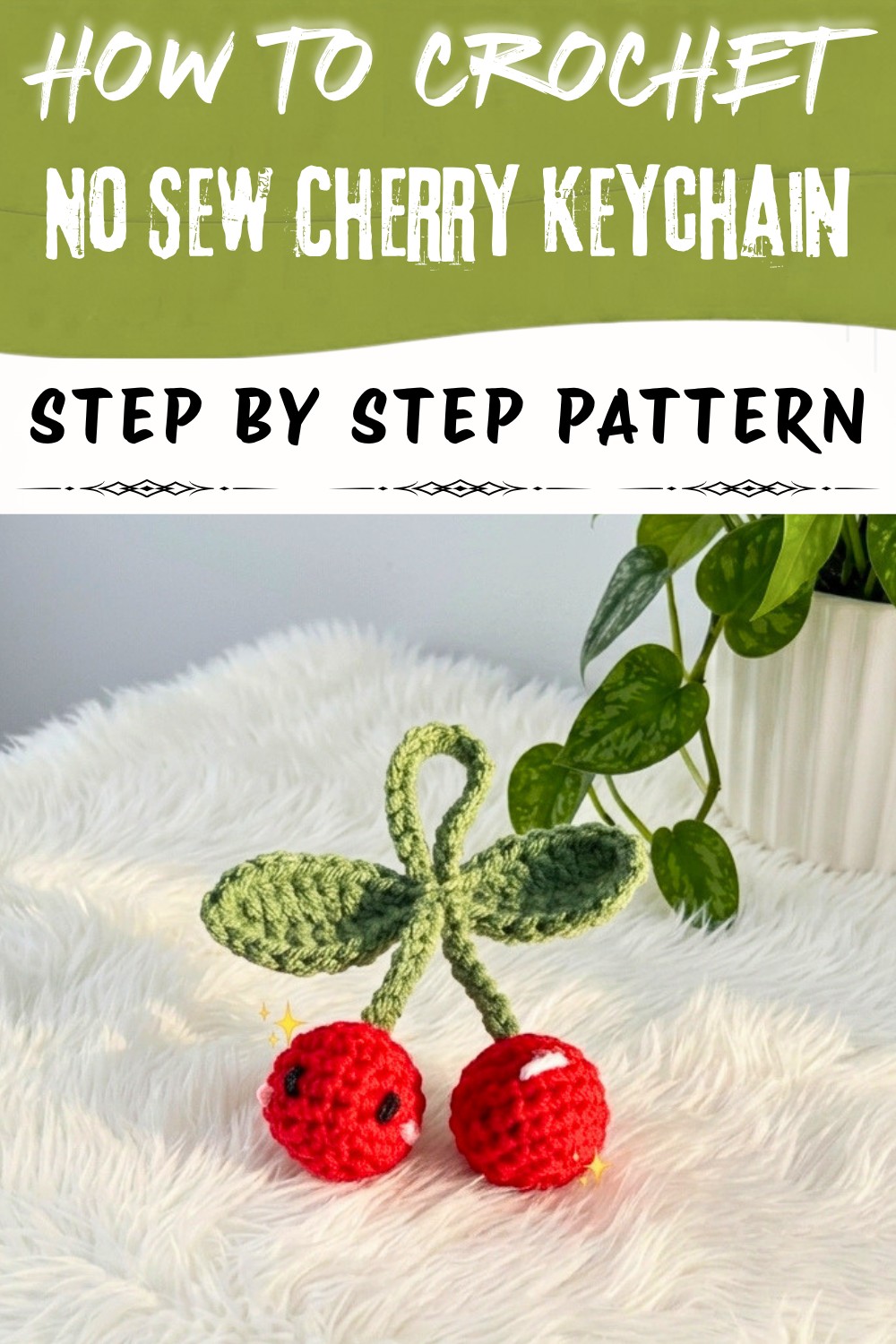 No Sew Crochet Cherry Keychain Pattern (1)