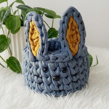 Quick Crochet Bunny Basket Pattern 7