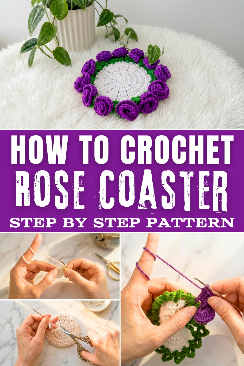 Rose Coaster Mini Bouquet Free Crochet Pattern for Floral Accents