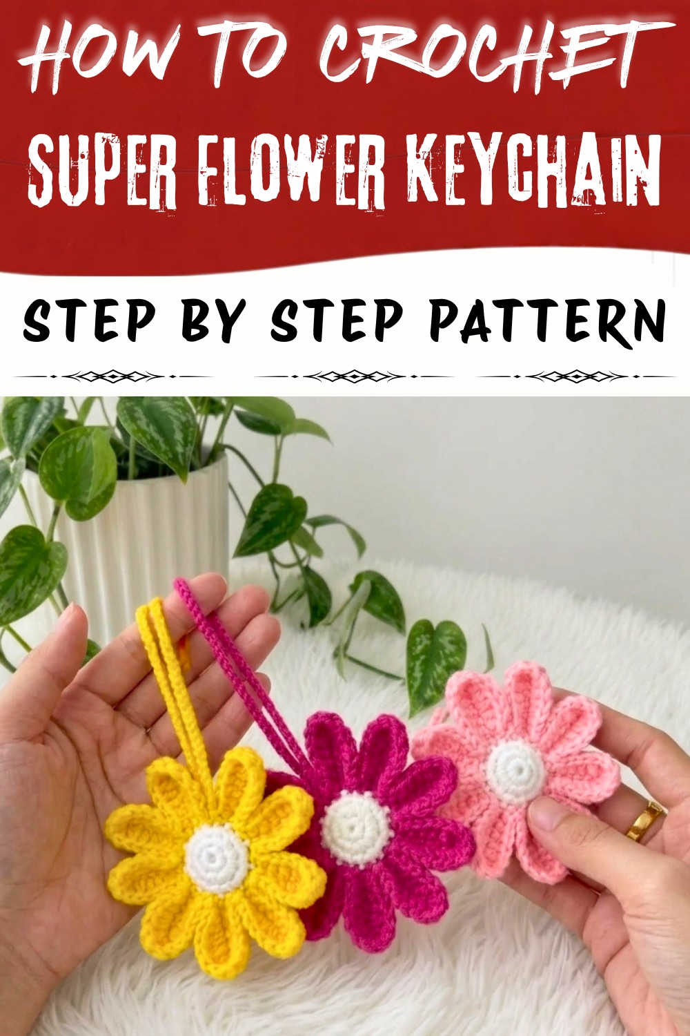 Super Crochet Flower Keychain Pattern (1)