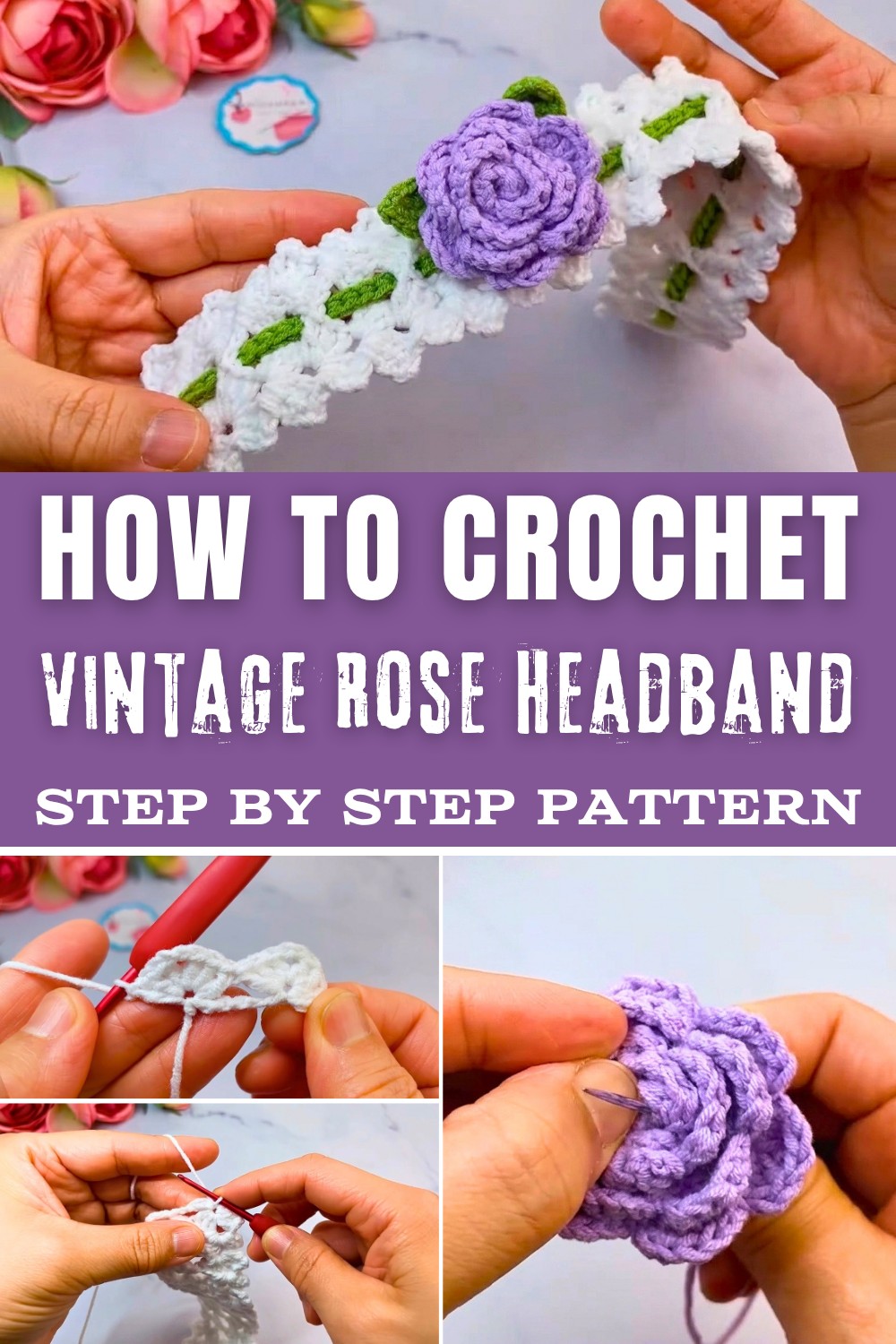 Vintage Rose Crochet Headband Pattern