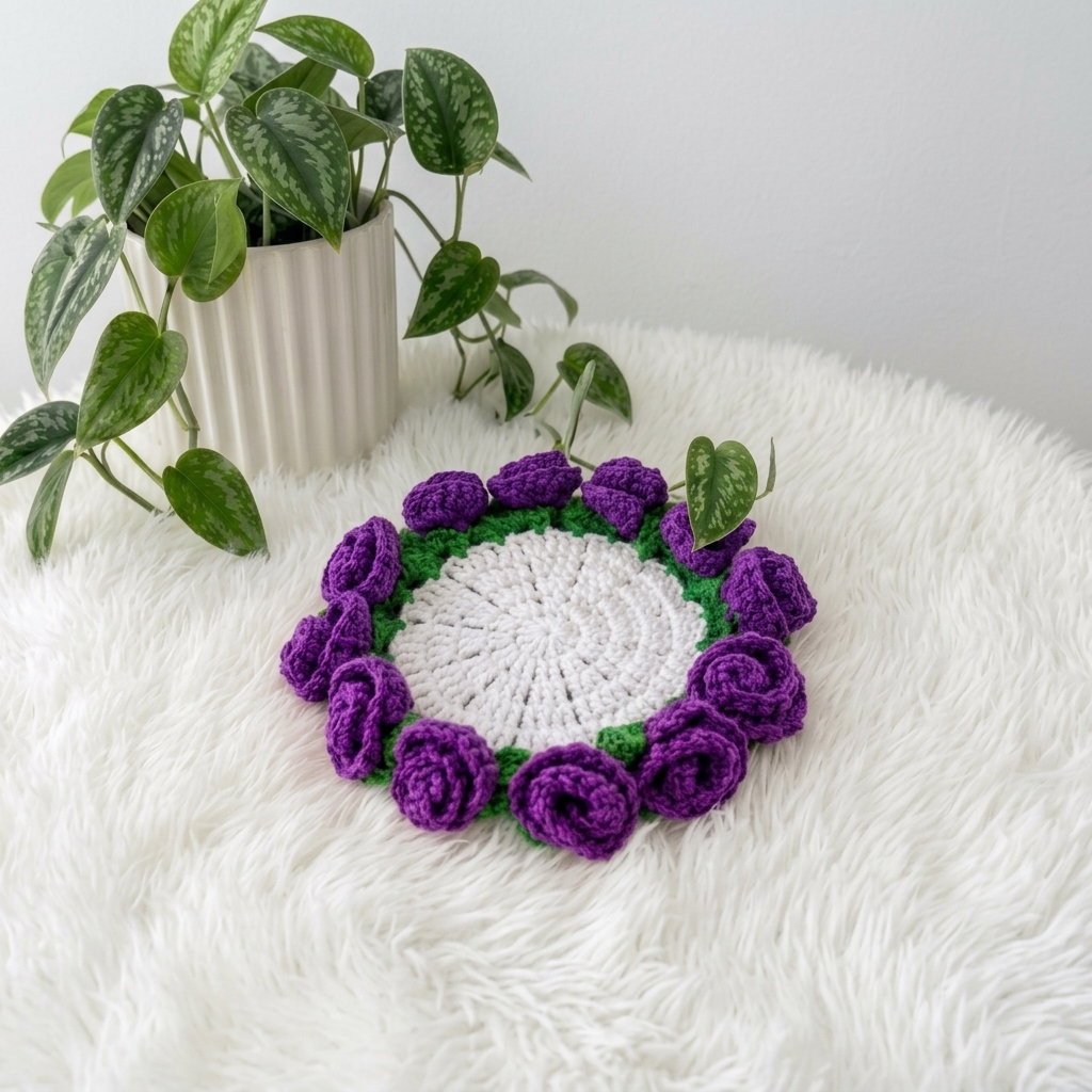 Rose Coaster Mini Bouquet Free Crochet Pattern for Floral Accents