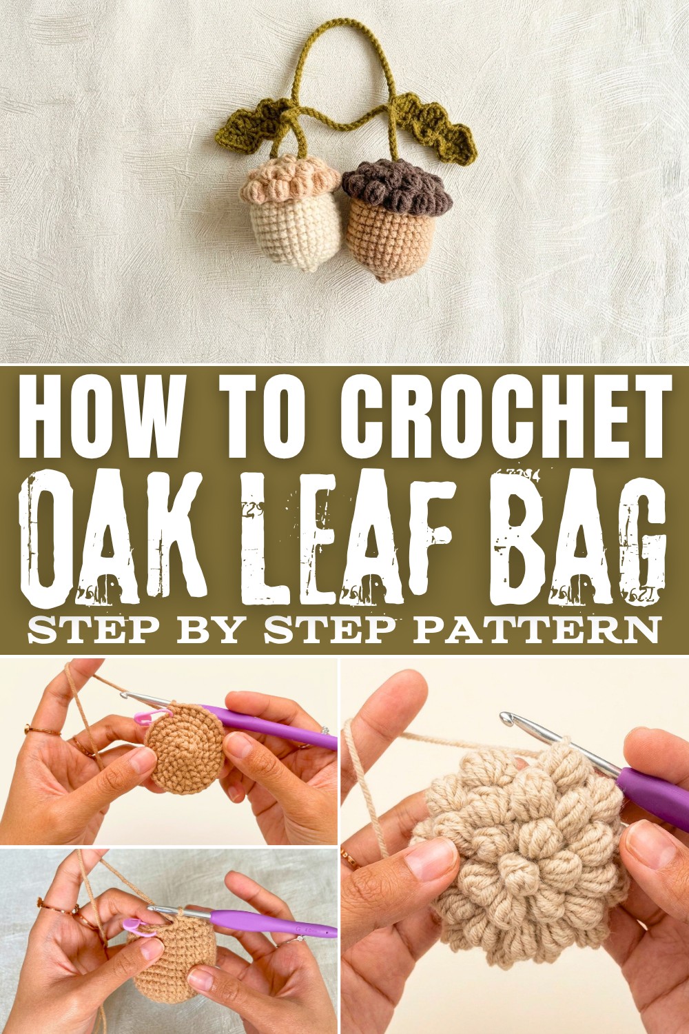 Crochet Acorn and Oak Leaf Bag Charm
