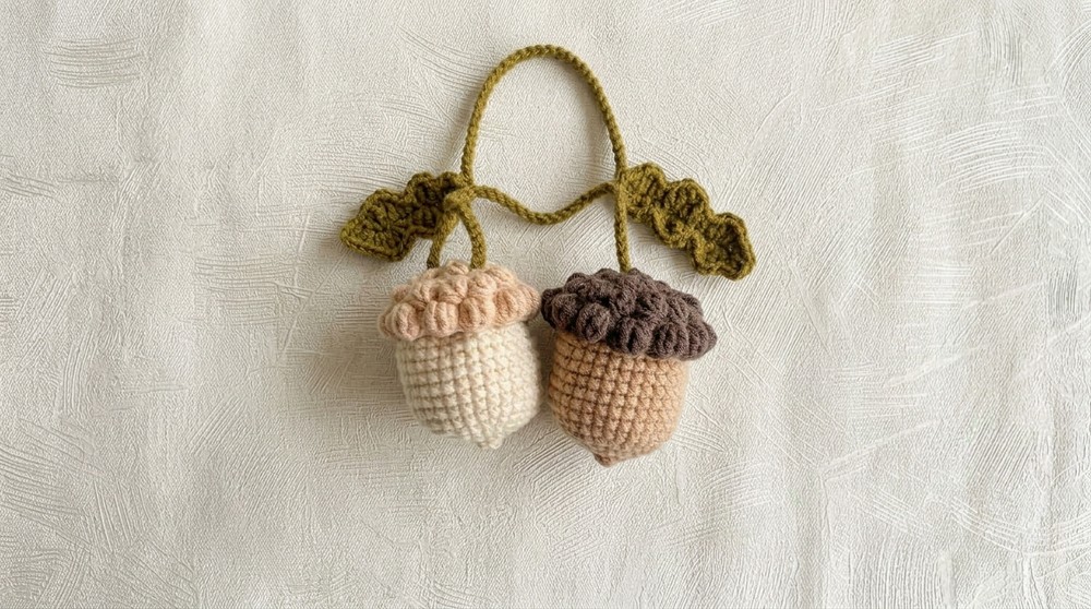 Crochet Acorn and Oak Leaf Bag Charm