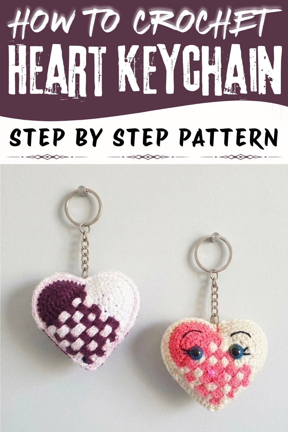 Crochet These Heart Keychain
