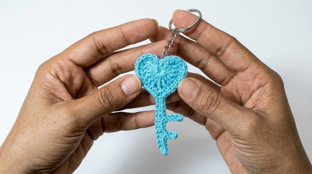 Crochet the cutest HEART Keychain (2)