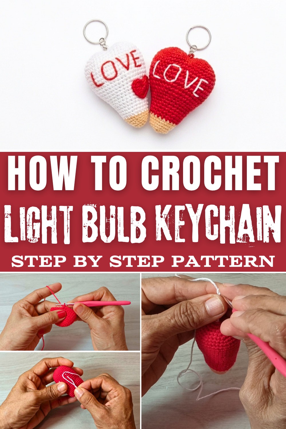 Cute Crochet Light Bulb Keychain Free Pattern
